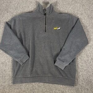 Vtg MP3.com Promo Quarter Zip Sweatshirt Charcoal Gray Mens Pullover Tech Y2K L
